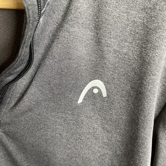 Head Fleece Sweatshirt Mens Gray Quarter Zip Pullover Mock Neck Pocket Size M - Picture 6 of 11